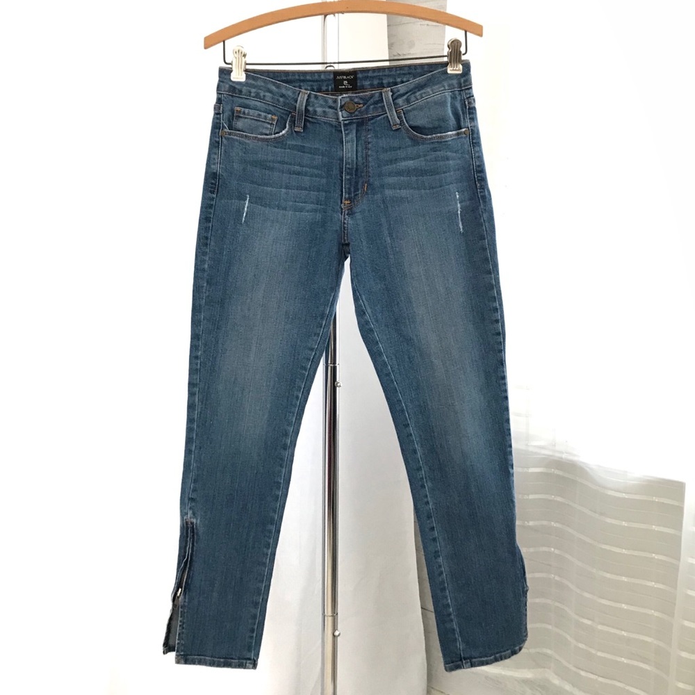 Just Black High Waist Mom Jeans with Zipper Hems